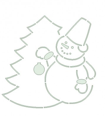 Форма для печенья и трафарет Снеговик и елка